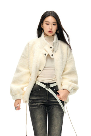 [NAWS] Half-high collar wool bouclé coat