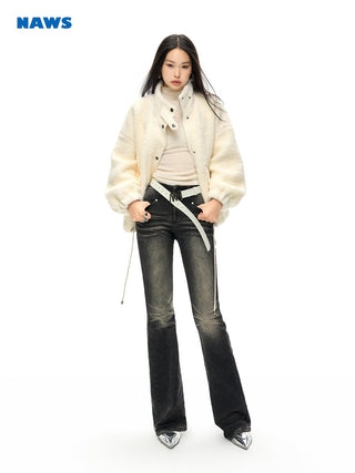 [NAWS] Half-high collar wool bouclé coat