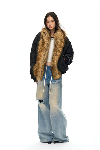 [NAWS] Detachable collar shearling  Denim Jacket