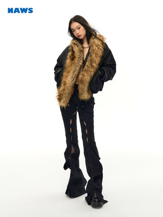 [NAWS] Detachable collar shearling  Denim Jacket