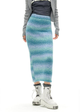 [NAWS] Gradient Mohair Wool Slim Knit Skirt