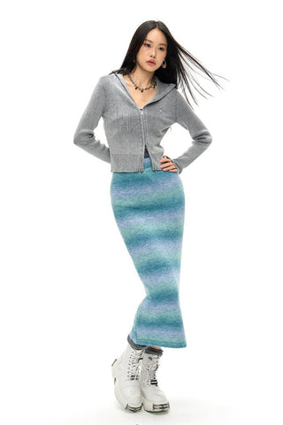 [NAWS] Gradient Mohair Wool Slim Knit Skirt