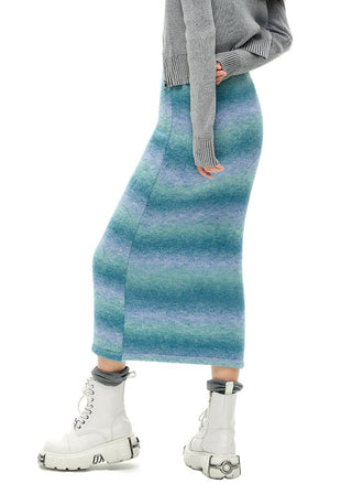 [NAWS] Gradient Mohair Wool Slim Knit Skirt