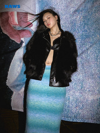[NAWS] Gradient Mohair Wool Slim Knit Skirt