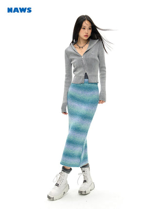 [NAWS] Gradient Mohair Wool Slim Knit Skirt