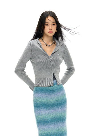 [NAWS] Denim Washed Slim Knitted Cardigan
