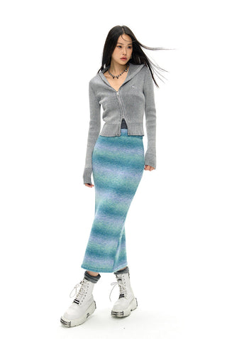 [NAWS] Denim Washed Slim Knitted Cardigan
