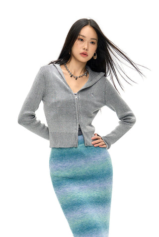 [NAWS] Denim Washed Slim Knitted Cardigan