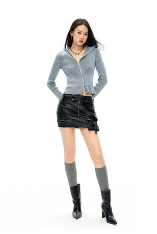 [NAWS] Denim Washed Slim Knitted Cardigan