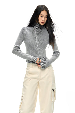[NAWS] Denim Washed Slim Knitted Cardigan