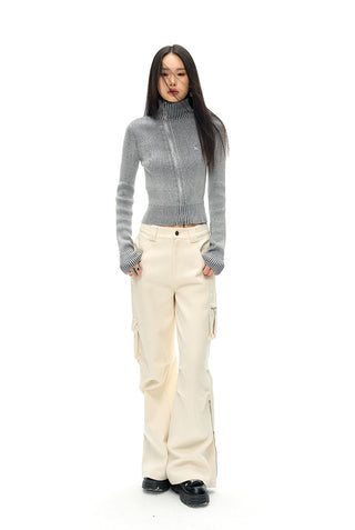 [NAWS] Denim Washed Slim Knitted Cardigan