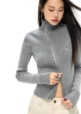 [NAWS] Denim Washed Slim Knitted Cardigan
