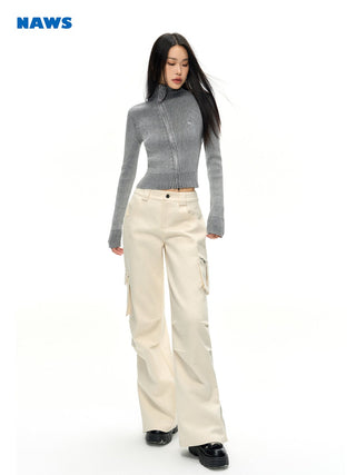 [NAWS] Denim Washed Slim Knitted Cardigan