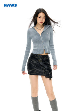 [NAWS] Denim Washed Slim Knitted Cardigan