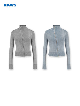 [NAWS] Denim Washed Slim Knitted Cardigan