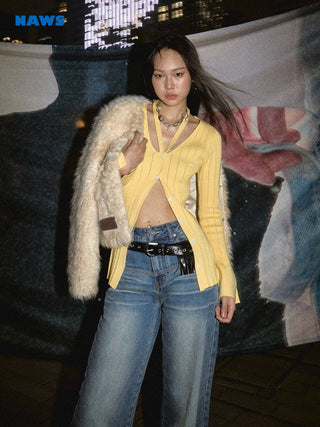 [NAWS] Halter neck slim fit knitted cardigan