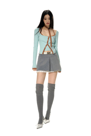 [NAWS] Contrast color knitted cardigan & vest set