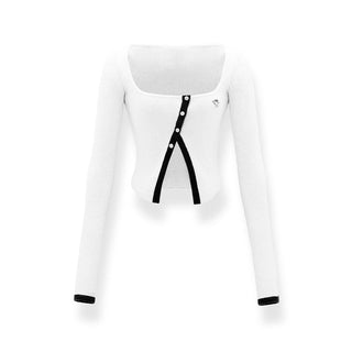 [NAWS] Contrast color knitted cardigan & vest set