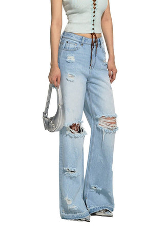 [NAWS] Light washed torn detail jeans