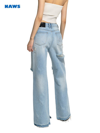 [NAWS] Light washed torn detail jeans