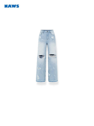 [NAWS] Light washed torn detail jeans