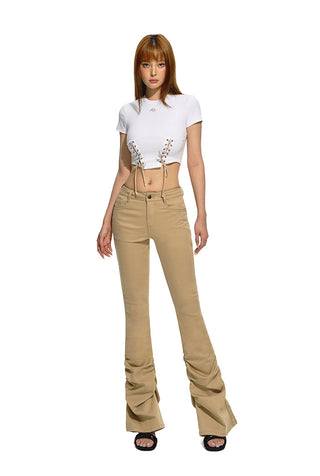 [NAWS] Washed slim-fit flared jeans