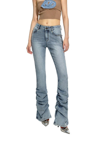 [NAWS] Washed slim-fit flared jeans