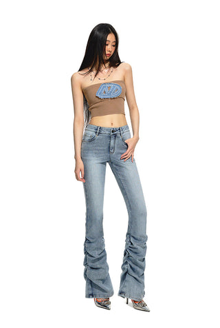 [NAWS] Washed slim-fit flared jeans