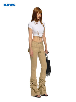 [NAWS] Washed slim-fit flared jeans