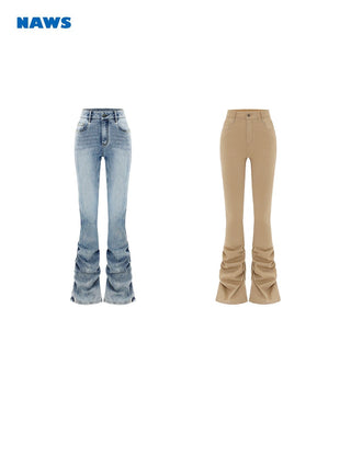 [NAWS] Washed slim-fit flared jeans