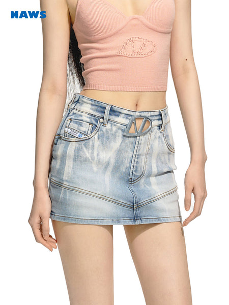 [NAWS] Gradient Flower Denim Short Skirt