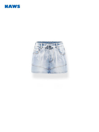 [NAWS] Gradient Flower Denim Short Skirt