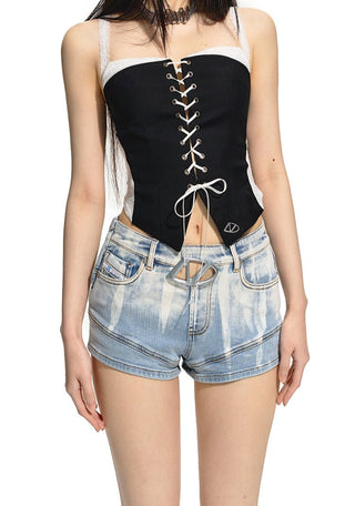 [NAWS] Gradient Flower Denim Shorts