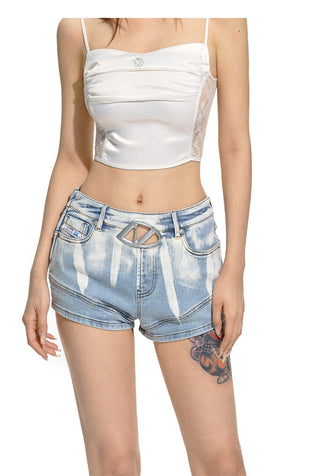 [NAWS] Gradient Flower Denim Shorts