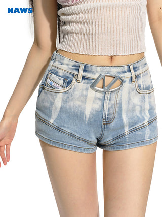 [NAWS] Gradient Flower Denim Shorts
