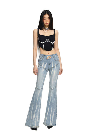 [NAWS] Gradient Flower Slim Fit Jeans