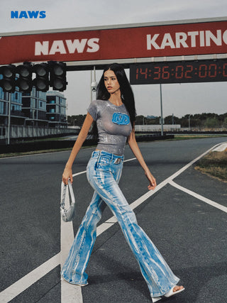 [NAWS] Gradient Flower Slim Fit Jeans