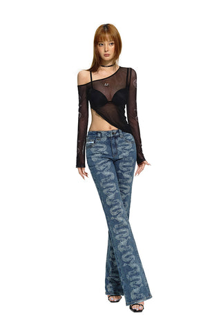 [NAWS] Heavy washed printed jeans