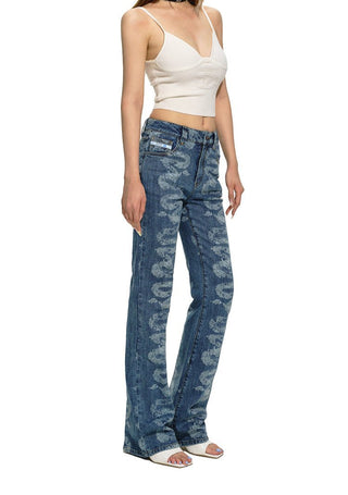 [NAWS] Heavy washed printed jeans