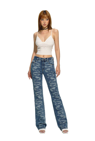 [NAWS] Heavy washed printed jeans