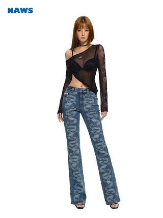[NAWS] Heavy washed printed jeans