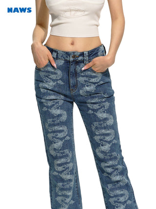 [NAWS] Heavy washed printed jeans