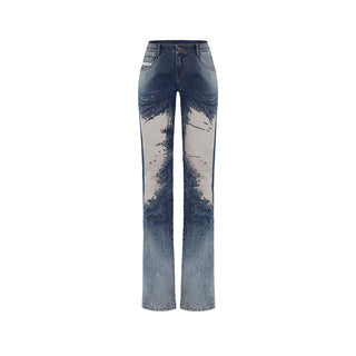 [NAWS] Mesh Low-waist Slim Flared Jeans