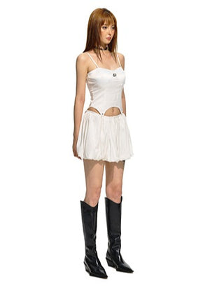 [NAWS] White Detachable Halter Dress