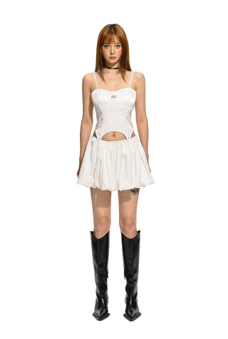 [NAWS] White Detachable Halter Dress