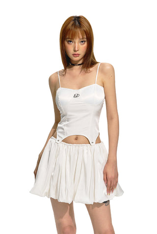 [NAWS] White Detachable Halter Dress