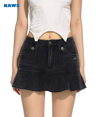 [NAWS] Black Denim Mermaid Skirt