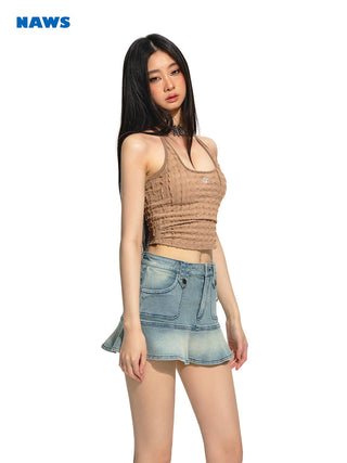 [NAWS] Black Denim Mermaid Skirt