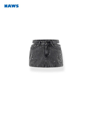 [NAWS] V-waist denim miniskirt