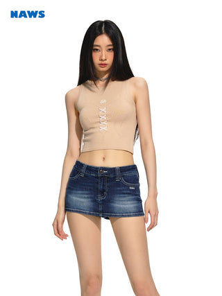 [NAWS] Blue Low-Waist Skinny miniskirt